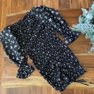 Bodycon Floral Puffed Sleeve Dress